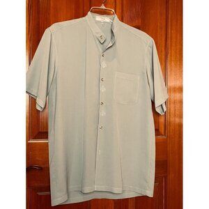 Mountain Top Tokyo Men's M‎ Shirt Blue Grey Embroidered Button Down Band Collar